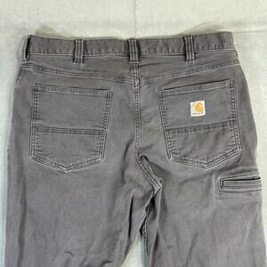 Carhartt Rugged Flex Canvas Work Pants Mens 36.28 Gray Faded Relaxed Carpenter